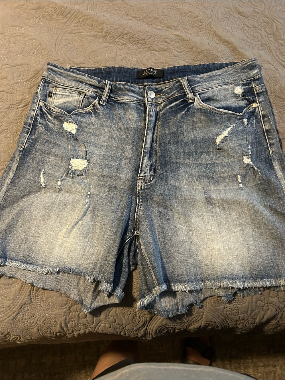 Judy Blue Light Blue Distressed Denim Shorts